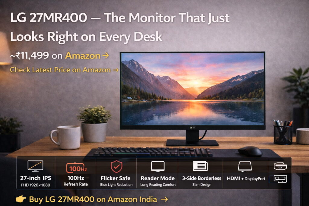 LG 27MR400 — Clean, minimal 27-inch IPS monitor perfect for work-from-home setups in India
