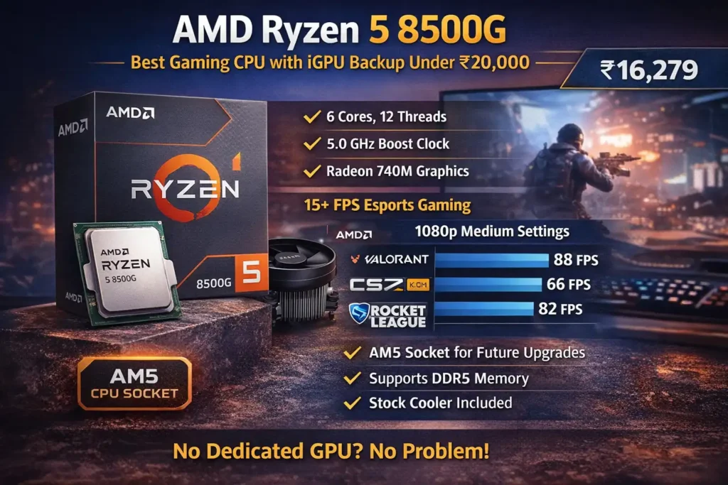 AMD Ryzen 5 8500G best CPU under ₹20000 in India with Radeon 740M iGPU gaming performance
