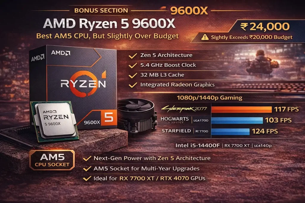 AMD Ryzen 5 9600X best AM5 CPU under ₹25000 in India gaming performance Zen 5 architecture 1080p 1440p
