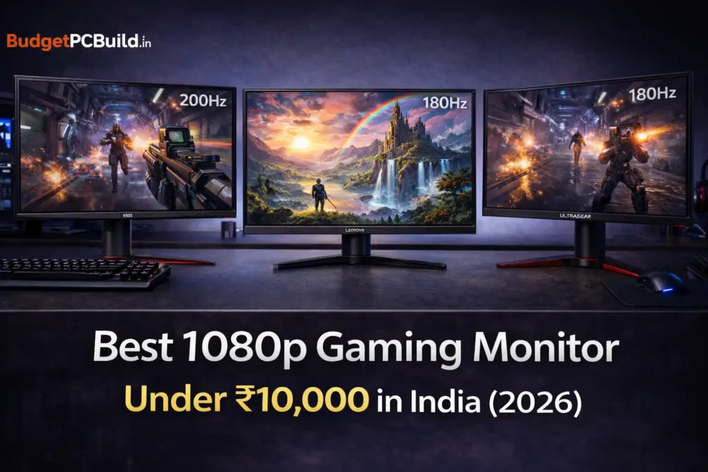 best 1080p gaming monitors under 10000 in India showing 180Hz and 200Hz IPS displays