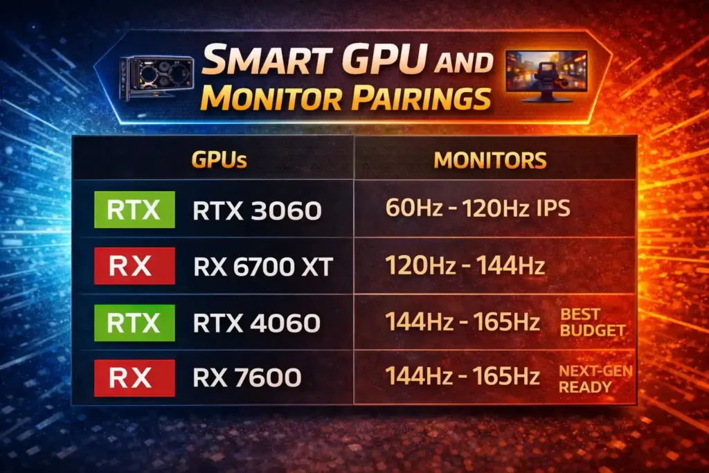 GPU vs monitor refresh rate chart for gaming performance pairing guide