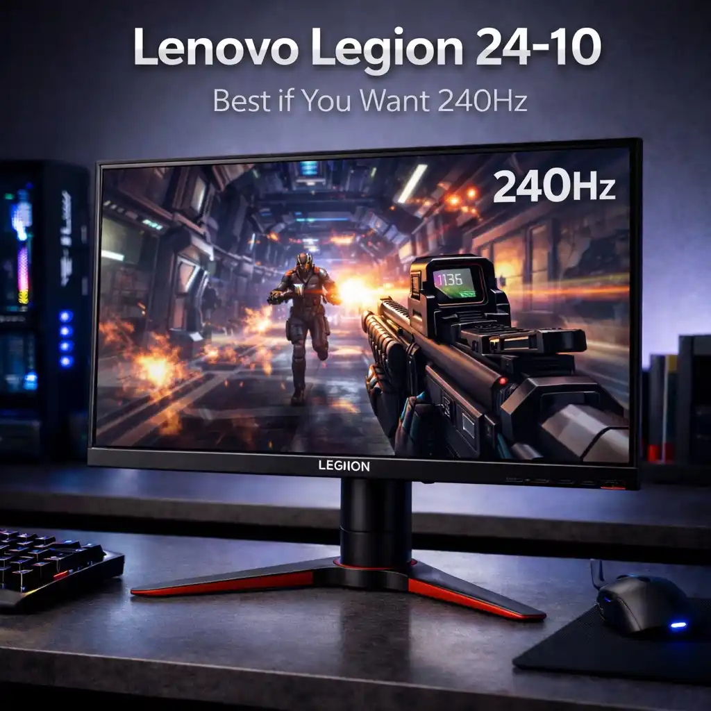 Lenovo Legion 24-10 24 inch 240Hz gaming monitor with fast IPS display for competitive gaming