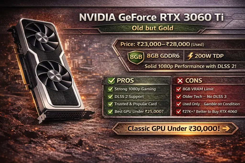 NVIDIA GeForce RTX 3060 Ti best GPU under 30000 in India DLSS 2 1080p gaming performance