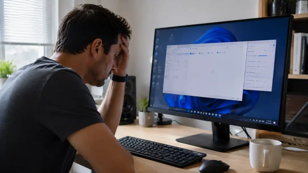 Slow Windows PC with loading spinner on screen